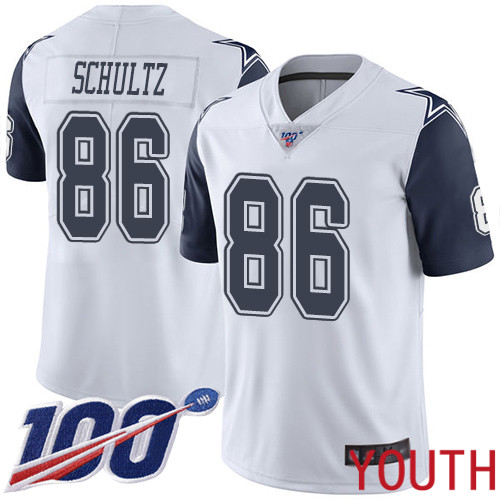 Youth Dallas Cowboys Limited White Dalton Schultz #86 100th Season Rush Vapor Untouchable NFL Jersey->youth nfl jersey->Youth Jersey